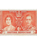 1937 3c British Honduras Stamp King George VI and Queen Elizabeth
