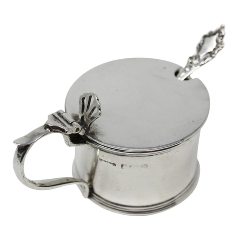 1937 Sterling Silver Mustard Pot and Spoon Silversmiths S. Blanckensee & Son Ltd Birmingham Hallmarks