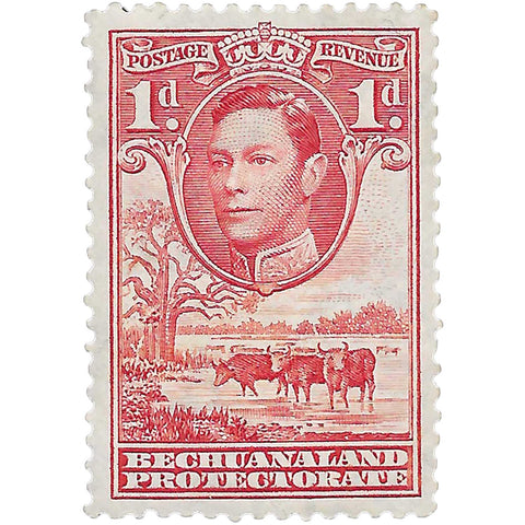 1938 1 d Bechuanaland Protectorate Stamp George VI, Cattle