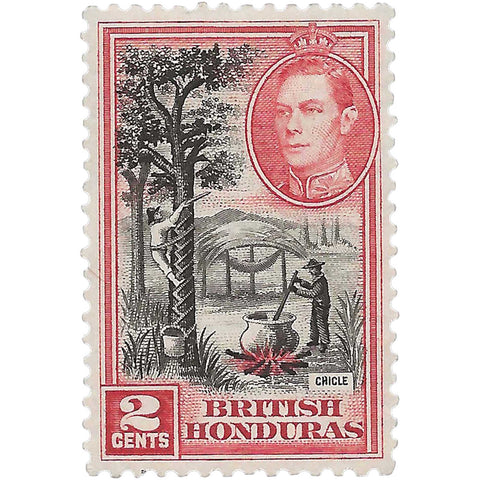 1938 2c British Honduras Stamp Chicle Tapping