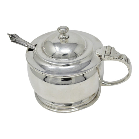 1938 Sterling Silver Mustard Pot and Spoon Silversmiths Edward Barnard & Sons Ltd London Hallmarks
