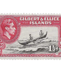 1939 1½ d Gilbert and Ellice Islands Stamp Canoe Crossing Reef