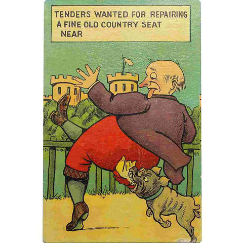 1940’s Vintage Comic Postcard “Tenders wanted for repairing a fine old country seat near”