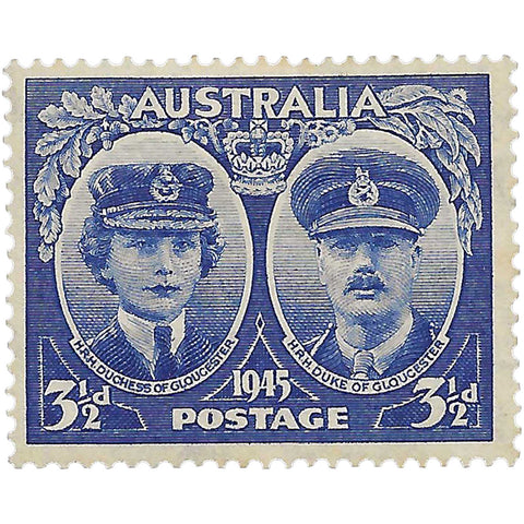 1945 3½ d Australia Stamp Duchess and Duke of Gloucester