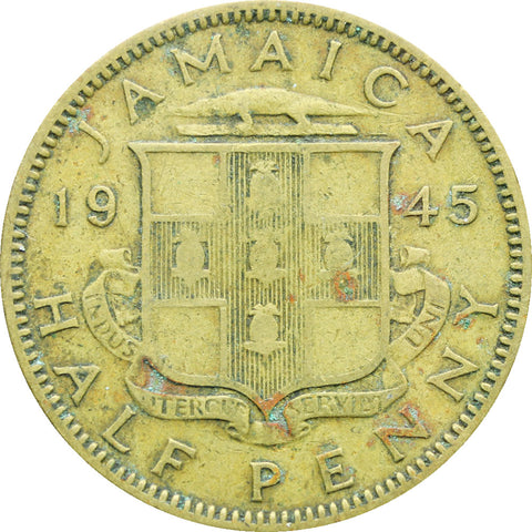 1945 Jamaica George VI Half Penny Coin