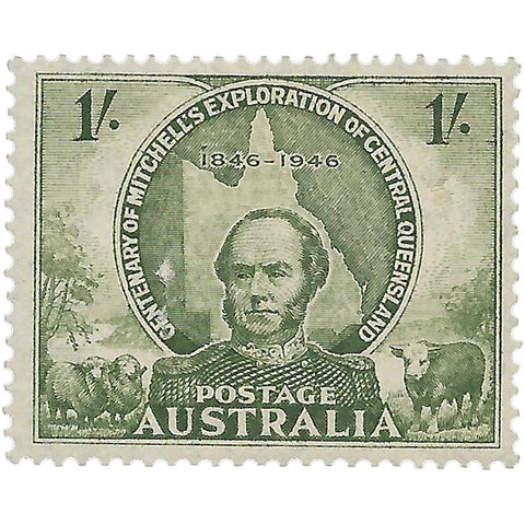 1946 1s Australia Stamp Sir Thomas Mitchell and Queensland