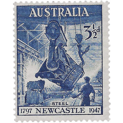 1947 3½d Australia Stamp Pouring Steel