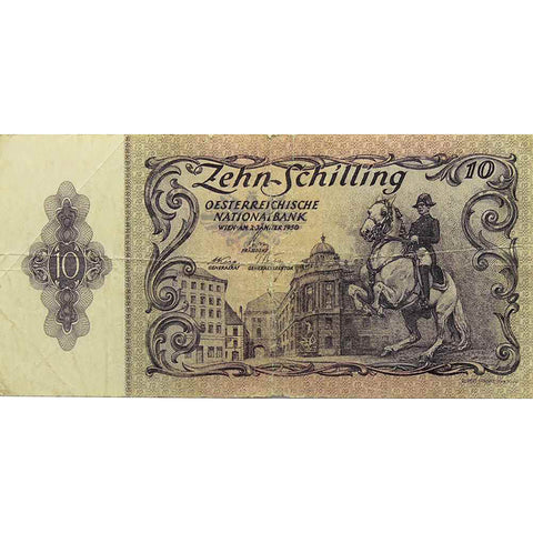1950 January 02 issue Austria 10 Schilling paper currency note Banknote