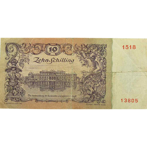 1950 January 02 issue Austria 10 Schilling paper currency note Banknote