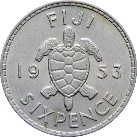 1953 Fiji Sixpence Elizabeth II (1st portrait) Coin