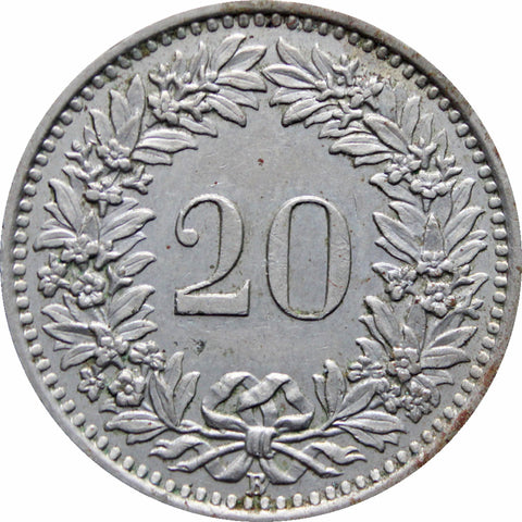 1955 Switzerland 20 Rappen Coin