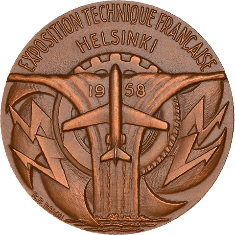 1958 Finland Exposition Technique Française Helsinki Medal by R.B. Baron