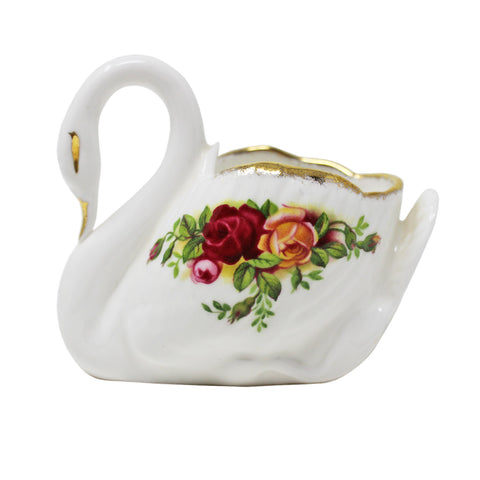 1962’s Vintage Royal Albert Swan Old Country Roses Pottery United Kingdom Decorative Pot or Toothpick Holder Porcelain
