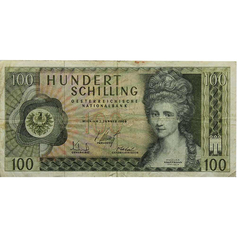 1969 Austria 100 Schilling Banknote