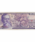 1974 100 Pesos Mexico Banknote Portrait of V. Carranza