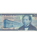 1981 50 Pesos Mexico Banknote Portrait of Benito Juarez
