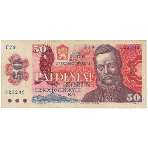 1987 Slovakia Banknote 50 Korun Collectible Ľudovít Velislav Štúr View at Bratislava