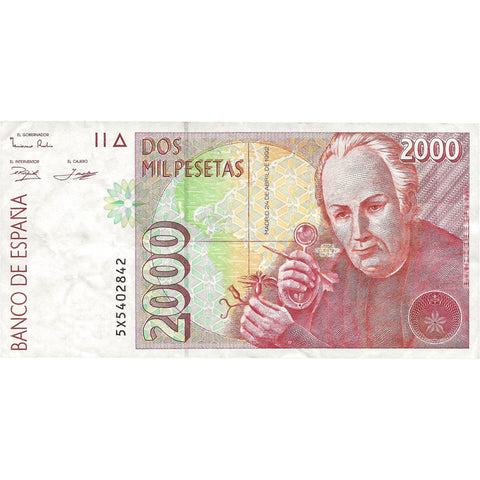 1992 2000 Pesetas Spain Banknote Portrait of José Celestino Mutis