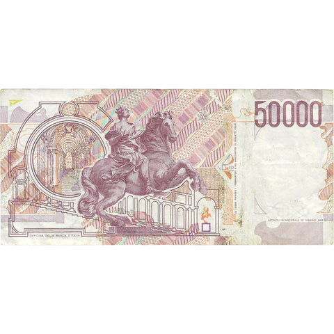 1992 50000 Lire Italy Banknote Portrait of Gian Lorenzo Bernini