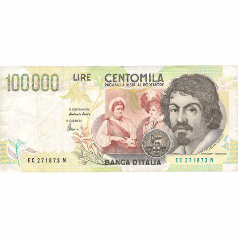 1994 100000 Lire Italy Banknote Portrait of Michelangelo Merisi da Caravaggio