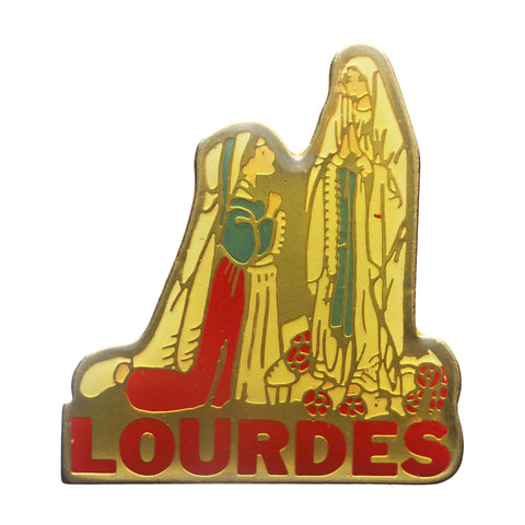 Lourdes Pin Badge Christian Vintage