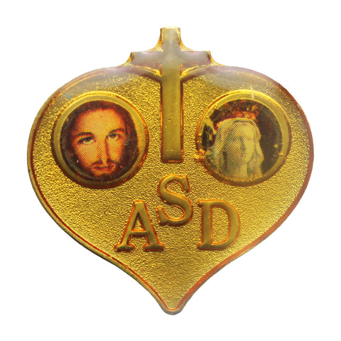 ASD Jesus and Mary Pin Badge Christian Vintage Religion