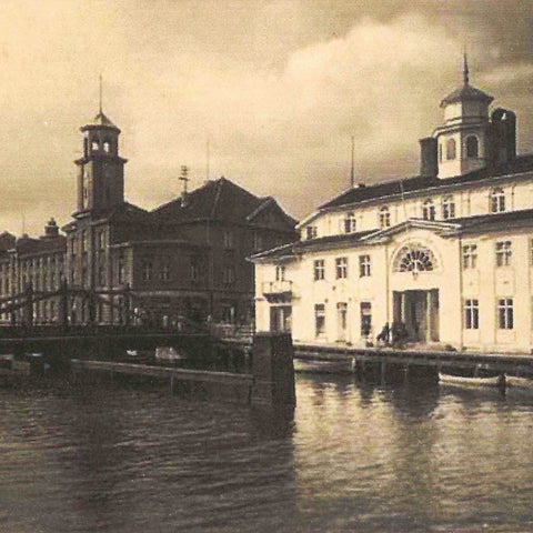 Lithuanian City Memel Postcard River and Bridge view