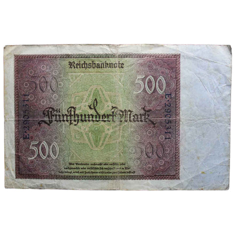 27 March 1922 Germany, 500 Mark Banknote