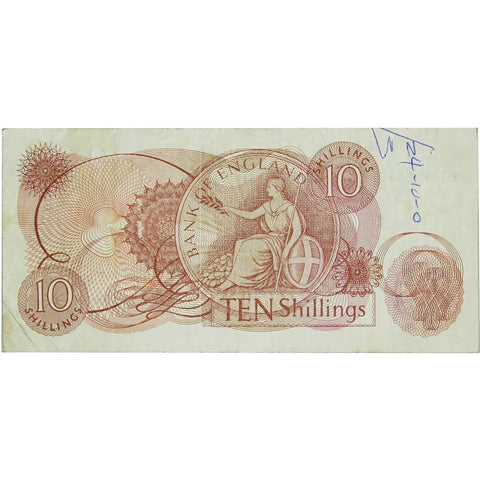 Bank of England, 10 Shillings, 1967 to 1970, signed by J. S. Fforde
