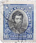 Chile 1917 10 c - Chilean Centavo Used Postage Stamp Bernardo O'Higgins (1778-1842)
