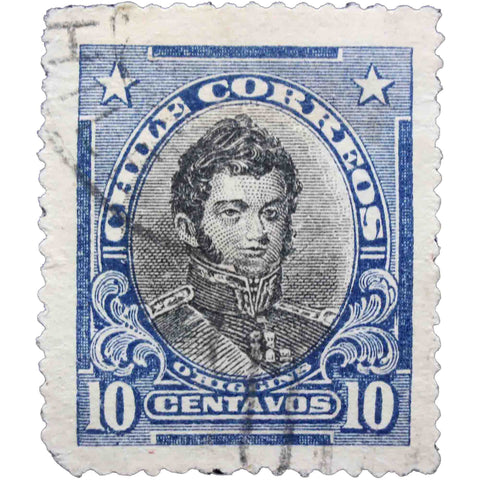 Chile 1917 10 c - Chilean Centavo Used Postage Stamp Bernardo O'Higgins (1778-1842)