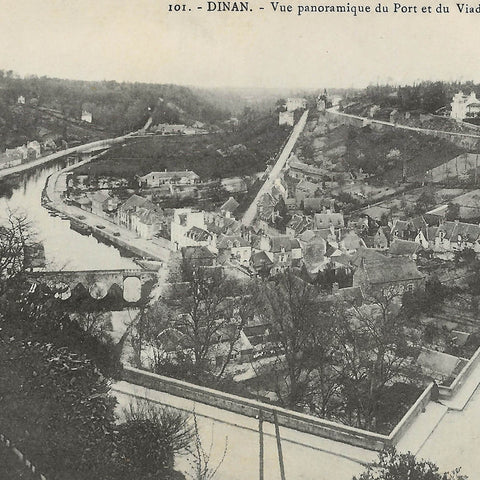 Dinan France Breton Vintage Postcard Vue Panoramique du Port et du Viaduc