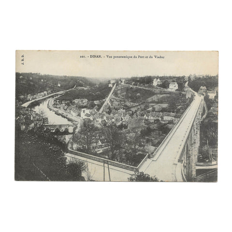 Dinan France Breton Vintage Postcard Vue Panoramique du Port et du Viaduc