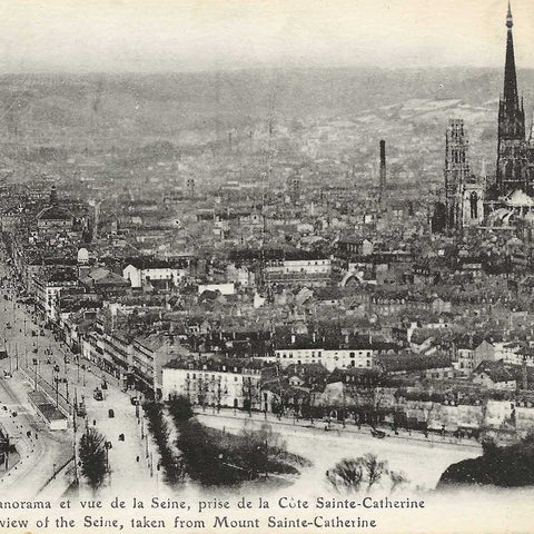 France City Rouen Panorama River Seine View Vintage Postcard