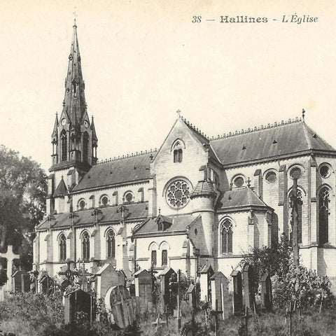 France Hallines Vintage Postcard Église catholique Saint-Martin d'Hallines