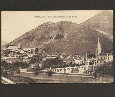 France Lourdes Les Sanctuaires et le Fort Vintage Postcard