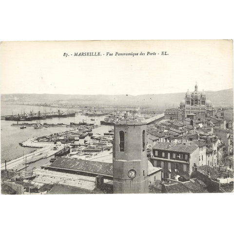 France Marseille City Port View Vintage Postcard