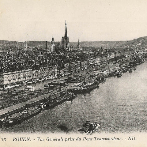France Rouen City View Vintage Postcard