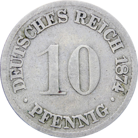 Germany 1874 G 10 Pfennig Wilhelm I Coin Type 1, Large Shield
