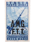 Italy 1947 35 Italian liraPostage Stamp Overprint A.M.G F.T.T Mast and stormy sea