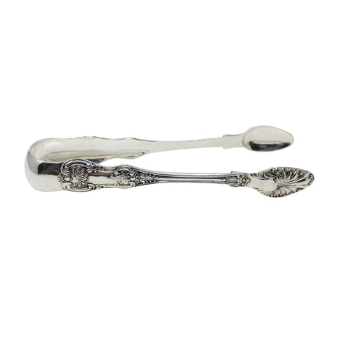 Large 1847 Antique Victorian Era Sterling Silver Tongs Scottish by Glasgow Mkr J & W Mitchell Kings Pattern