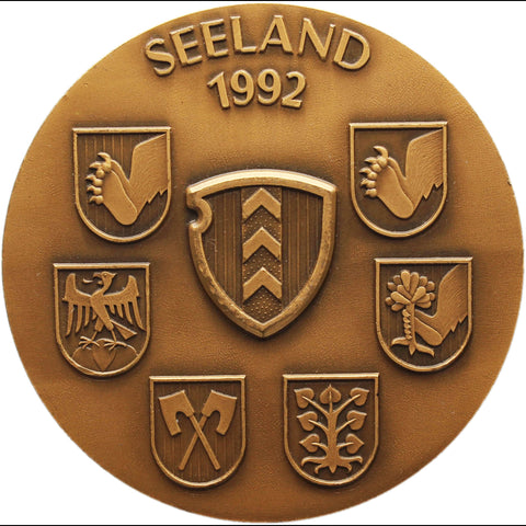 Large Switzerland Bernische Schützenveteranen Seeland 1992 Medal Medallion Vintage