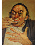 Monk Eating Oyster Oil Painting Vintage Painted on Canvas