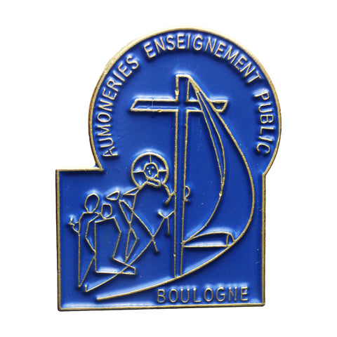 Pin Badge Aumoneries Enseignement Public Christian Vintage Christianity Religion