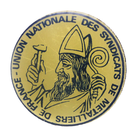 Pin Badge Christian Vintage Union Nationale des Syndicats de Metalliiers de france