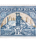 South Africa 1940 Gold Mine 1½ d - South African Penny Stamp Size 30 x 24 mm