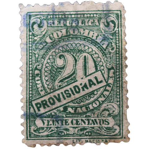 Stamp Colombia 1920 Provisional 20 Centavos