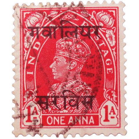 Stamp India King George VI, Indian One Anna Stamp, 1938 Used British Stamps