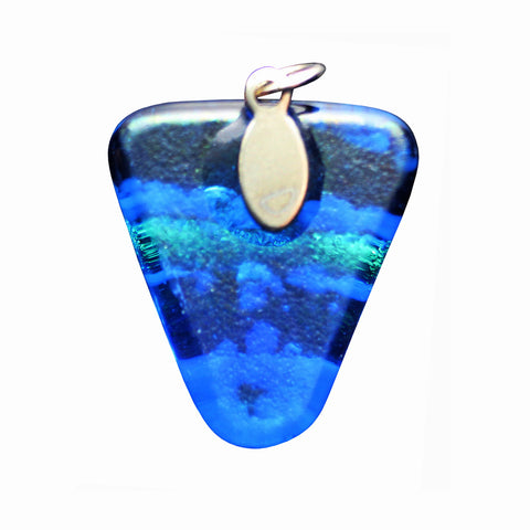 Vintage Silver Toped Blue Glass Pendant