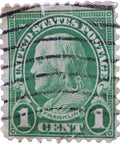 US stamp 1 cent Benjamin Franklin Used